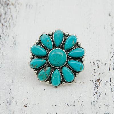 Artificial Turquoise Alloy Flower Ring for a perfect OOTD – dress to impress outfits from Amexza