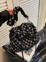 Checkered Raw Edge Adjustable Strap Convertible Bag for a perfect OOTD – dress to impress outfits from Amexza