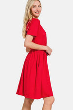Zenana Surplice Short Sleeve Brushed DTY Dress for a perfect OOTD – dress to impress outfits from Amexza