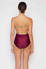 Marina West Swim Wave Break Contrast Trim One-Piece in Wine for a perfect OOTD – dress to impress outfits from Amexza