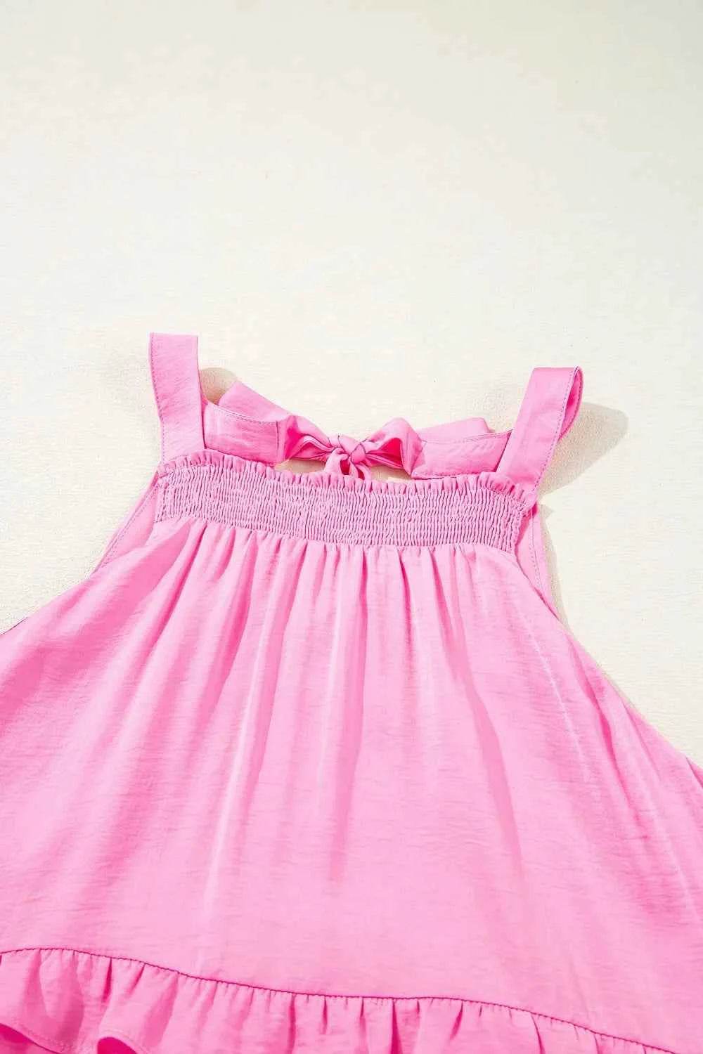 Tied Back Ruffled Layered Sleeveless Mini Dress for a perfect OOTD – dress to impress outfits from Amexza