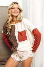 BiBi Color Block Brushed Checker Top for a perfect OOTD – dress to impress outfits from Amexza