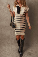 Striped Quarter Zip Cap Sleeve Sweater Dress for a perfect OOTD – dress to impress outfits from Amexza