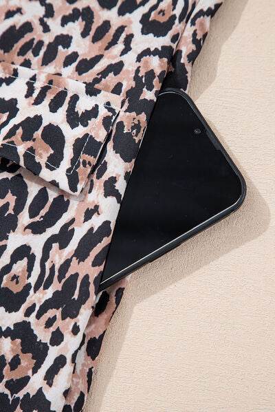 Leopard Round Neck Short Sleeve Mini Dress for a perfect OOTD – dress to impress outfits from Amexza