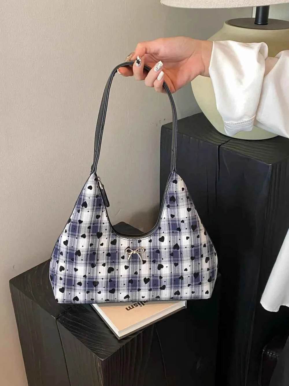 Bow Moon Shape Shoulder Bag Dark Blue One Size for a perfect OOTD – dress to impress outfits from Amexza