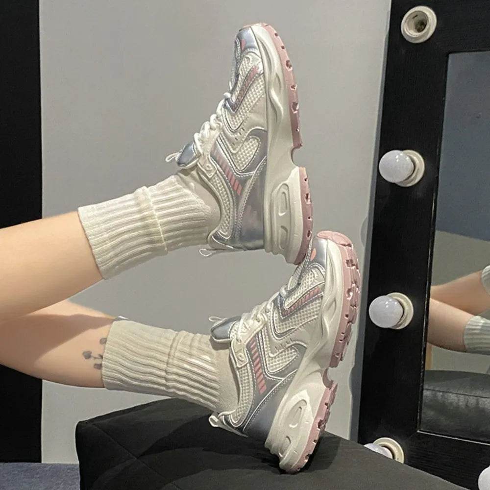 Contrast Mesh Platform Athletic Pink for a perfect OOTD – dress to impress outfits from Amexza