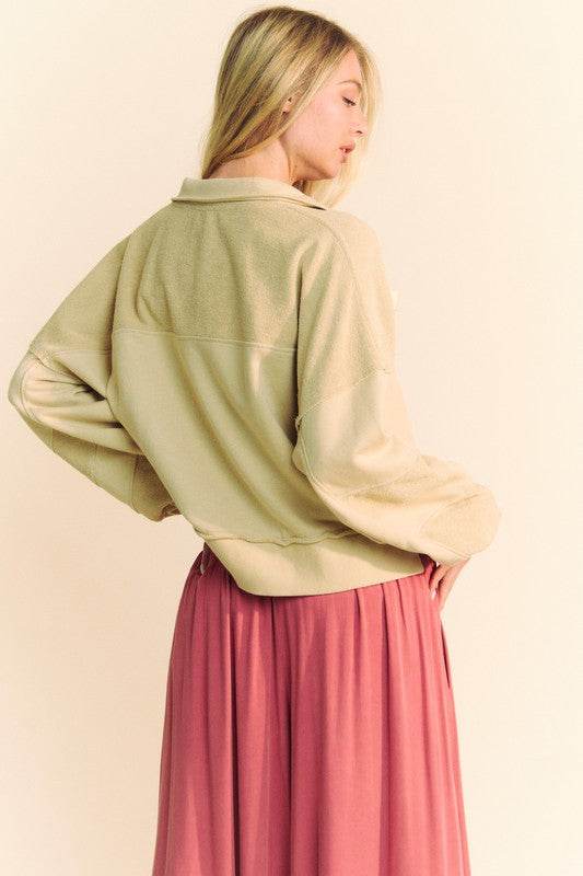 Davi & Dani Lace Up Exposed Seam French Terry Top for a perfect OOTD – dress to impress outfits from Amexza