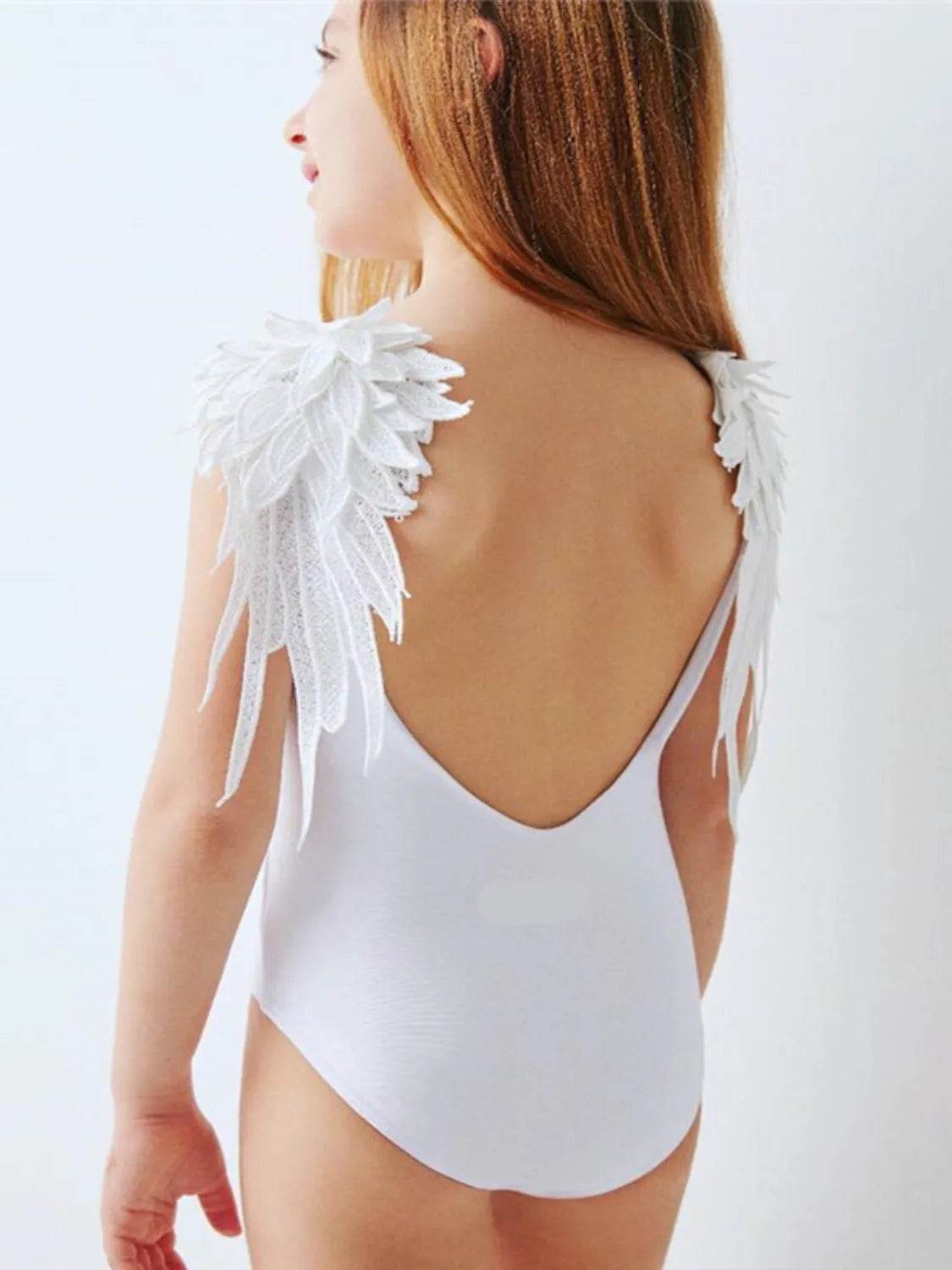 Backless Wide Strap Parent-Child Swimwear Kid-White for a perfect OOTD – dress to impress outfits from Amexza