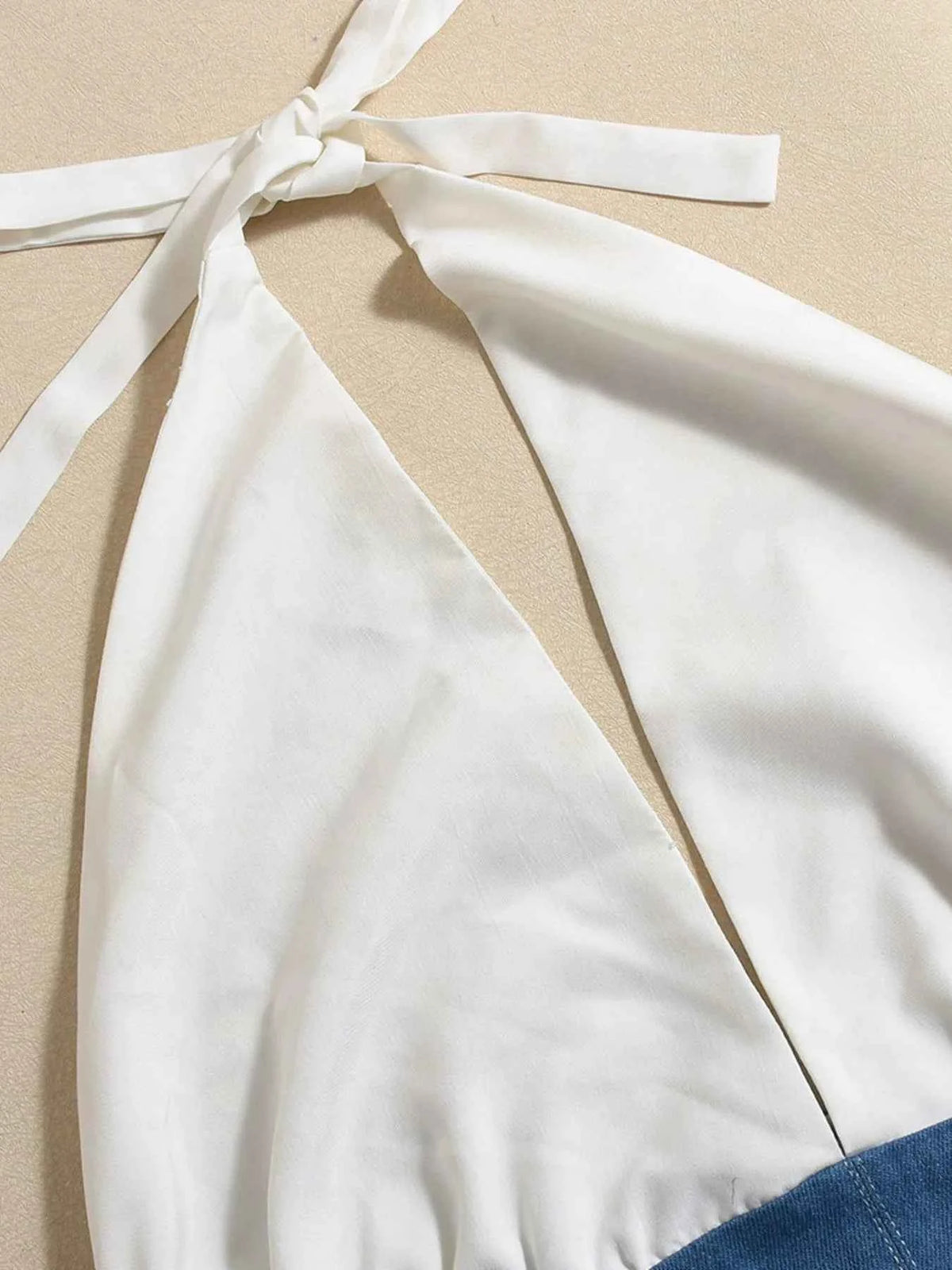 Halter Deep V-Neck Color Block Mini Dress