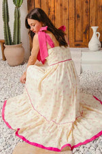 SO ME Ribbon Flowy Maxi Dress with Contrast Trim