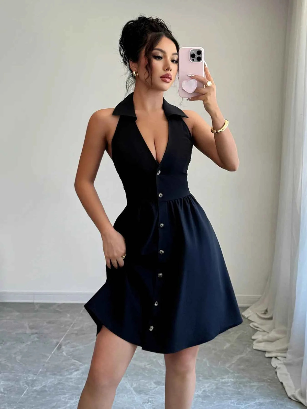 Halter Neck Sleeveless Mini Dress