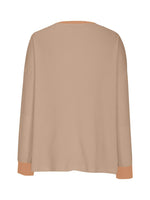 Waffle Knit Round Neck Long Sleeve T-Shirt for a perfect OOTD – dress to impress outfits from Amexza