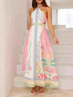 Halter Neck Printed Maxi Dress