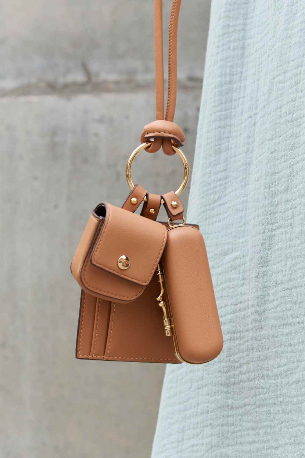 Nicole Lee USA Vegan Leather 3-Piece Lanyard Set Brown One Size for a perfect OOTD – dress to impress outfits from Amexza