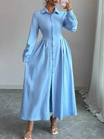 Button-Front Maxi Shirt Dress