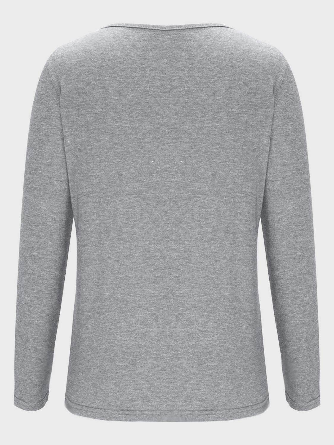 Crisscross V-Neck Long Sleeve T-Shirt - Amexza