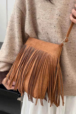 Suede Fringe Shoulder Bag for a perfect OOTD – dress to impress outfits from Amexza