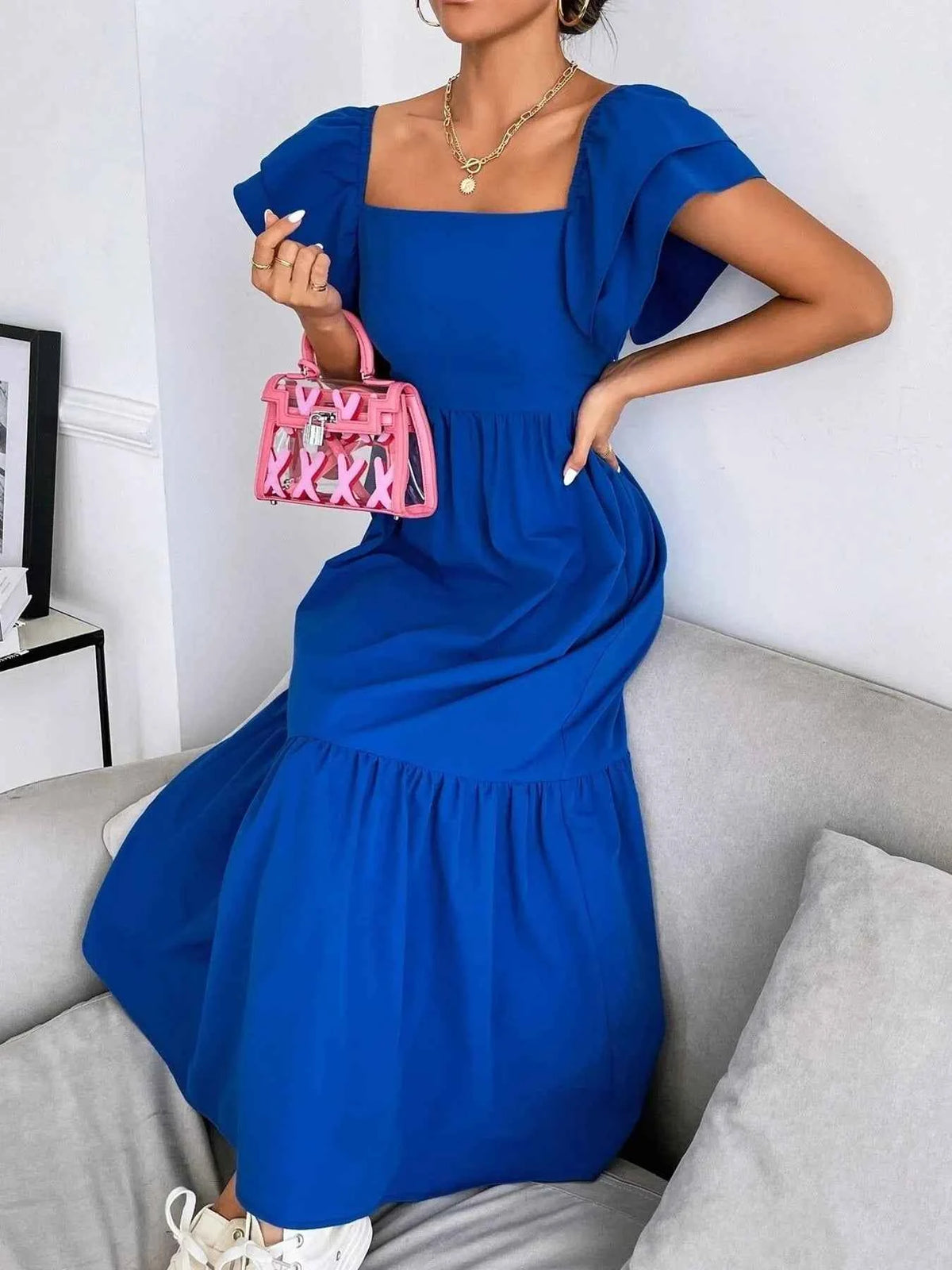 Tiered Square Neck Maxi Dress