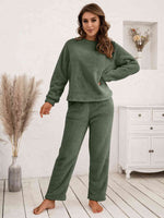 Ivy Lane Teddy Long Sleeve Top and Pants Lounge Set for a perfect OOTD – dress to impress outfits from Amexza