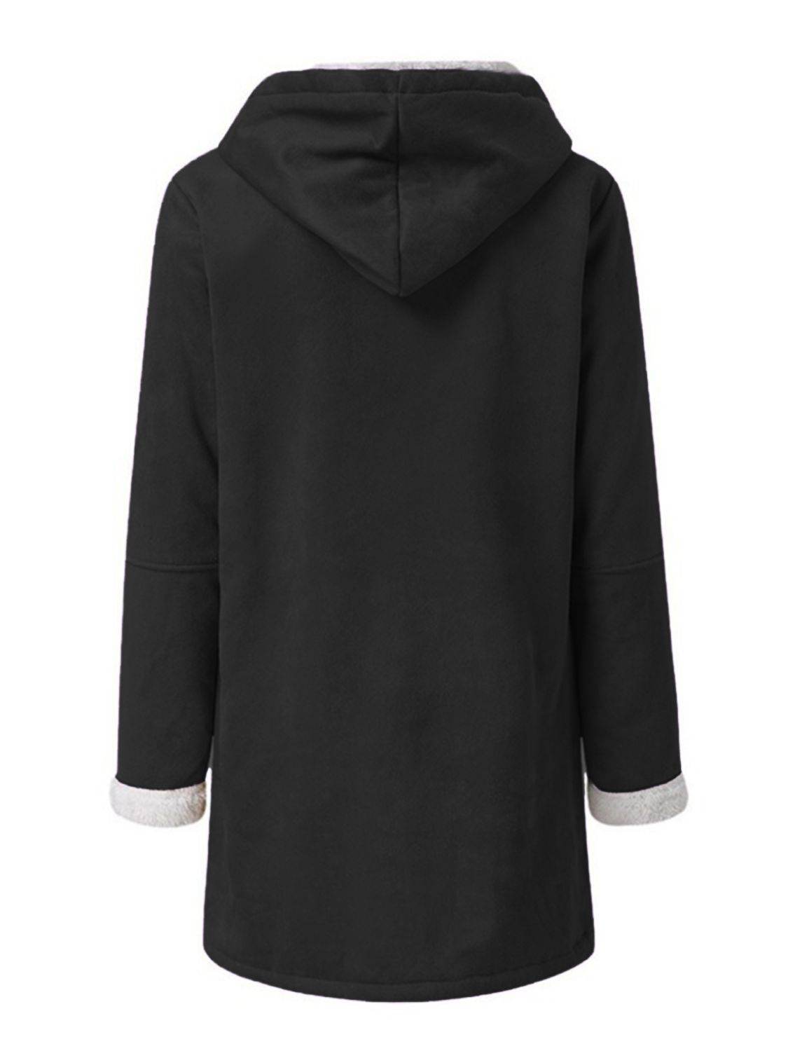 Full Size Pocketed Long Sleeve Hooded Toggle Jacket - Amexza