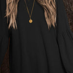 Round Neck Long Sleeve Ruched Blouse - Amexza