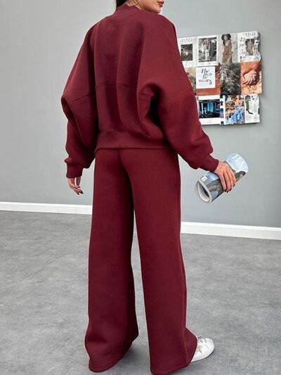 Baseball Collar Zip Up Top and Drawstring Paants Set for a perfect OOTD – dress to impress outfits from Amexza