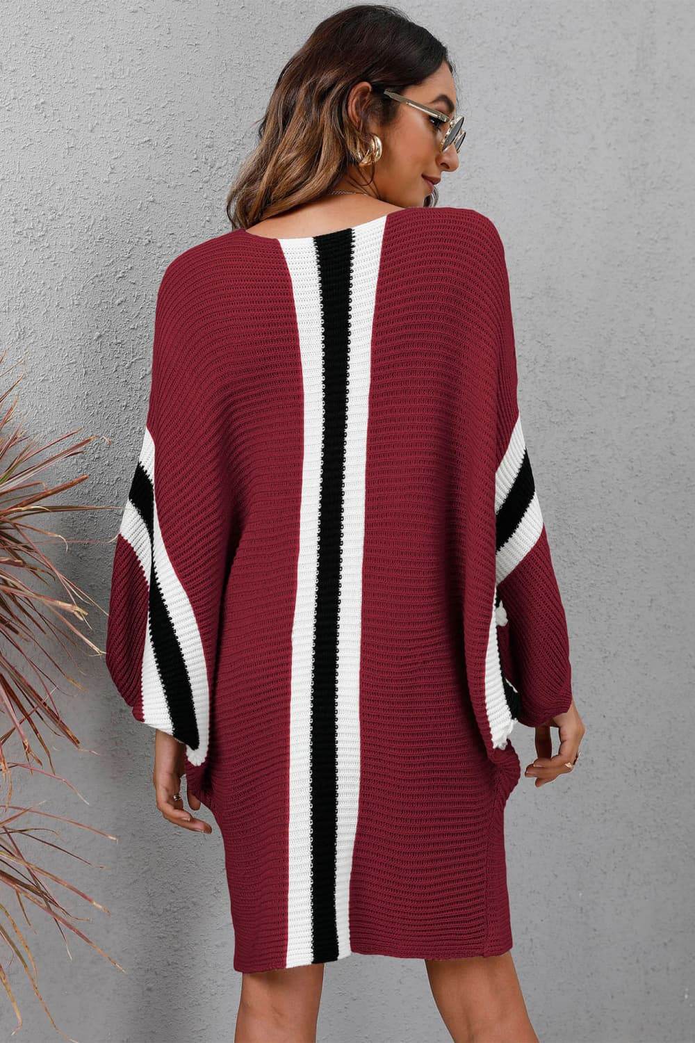 Ribbed Round Neck Long Sleeve Sweater Dress for a perfect OOTD – dress to impress outfits from Amexza