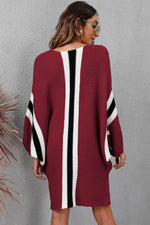 Ribbed Round Neck Long Sleeve Sweater Dress for a perfect OOTD – dress to impress outfits from Amexza