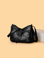 PU Leather Adjustable Strap Shoulder Bag Black One Size for a perfect OOTD – dress to impress outfits from Amexza