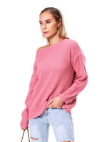Boat Neck Drop Shoulder Long Sleeve Sweater for a perfect OOTD – dress to impress outfits from Amexza