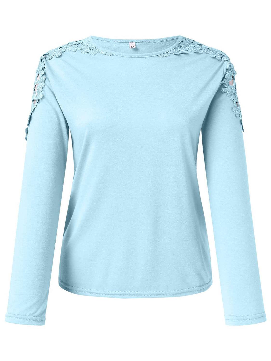 Full Size Cutout Round Neck Long Sleeve T-Shirt - Amexza