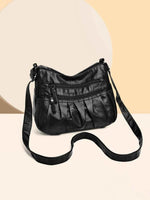 PU Leather Ruched Adjustable Strap Shoulder Bag Black One Size for a perfect OOTD – dress to impress outfits from Amexza