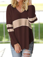Striped V-Neck Long Sleeve Sweater for a perfect OOTD – dress to impress outfits from Amexza