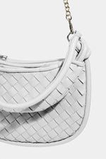 Fame PU Leather Basket Weave Half Moon Bag for a perfect OOTD – dress to impress outfits from Amexza