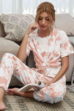 Shiny Tie-Dye Tee and Drawstring Waist Joggers Lounge Set for a perfect OOTD – dress to impress outfits from Amexza
