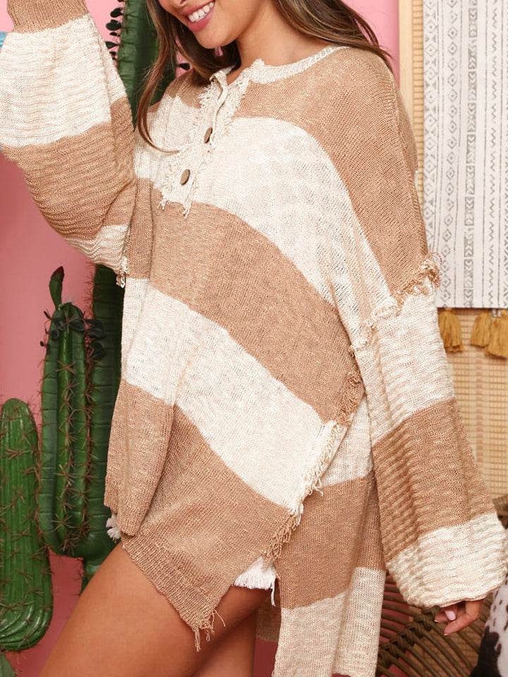 Color Block Buttoned Sweater for a perfect OOTD – dress to impress outfits from Amexza