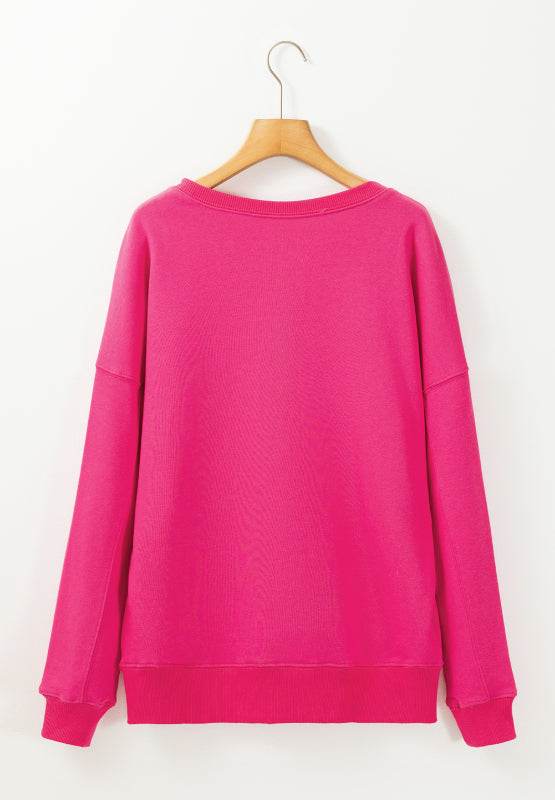 Solid Color Round Neck Long Sleeve Sweatshirt for a perfect OOTD – dress to impress outfits from Amexza