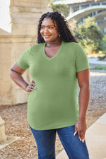 Basic Bae Bamboo Full SizeV-Neck Short Sleeve T-Shirt - Amexza