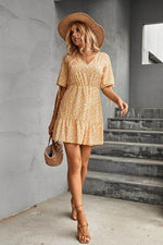 Ditsy Floral V-Neck Half Sleeve Mini Dress for a perfect OOTD – dress to impress outfits from Amexza