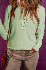 Waffle Knit Textured Henley Top for a perfect OOTD – dress to impress outfits from Amexza