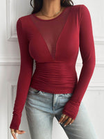 Devine Round Neck Long Sleeve T-Shirt - Amexza