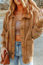 Snap Down Flap Pocket Long Sleeve Shacket - Amexza