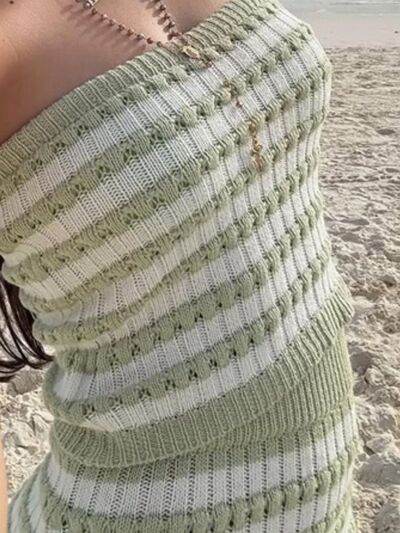 Contrast Striped Tube Top and Skirt Sweater Set for a perfect OOTD – dress to impress outfits from Amexza