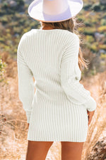 Cable-Knit Surplice Lantern Sleeve Sweater Dress for a perfect OOTD – dress to impress outfits from Amexza