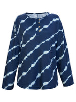 Striped Round Neck Long Sleeve T-Shirt - Amexza