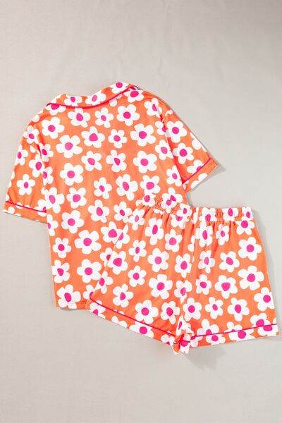 Pocketed Flower Half Sleeve Top and Shorts Lounge Set for a perfect OOTD – dress to impress outfits from Amexza