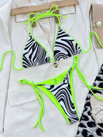 Zebra Print Halter Neck Bikini Set for a perfect OOTD – dress to impress outfits from Amexza