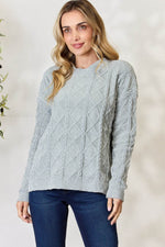 BiBi Cable Knit Round Neck Sweater for a perfect OOTD – dress to impress outfits from Amexza