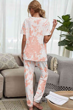 Shiny Tie-Dye Tee and Drawstring Waist Joggers Lounge Set for a perfect OOTD – dress to impress outfits from Amexza