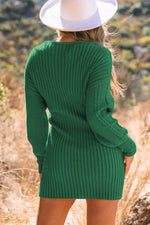 Cable-Knit Surplice Lantern Sleeve Sweater Dress for a perfect OOTD – dress to impress outfits from Amexza